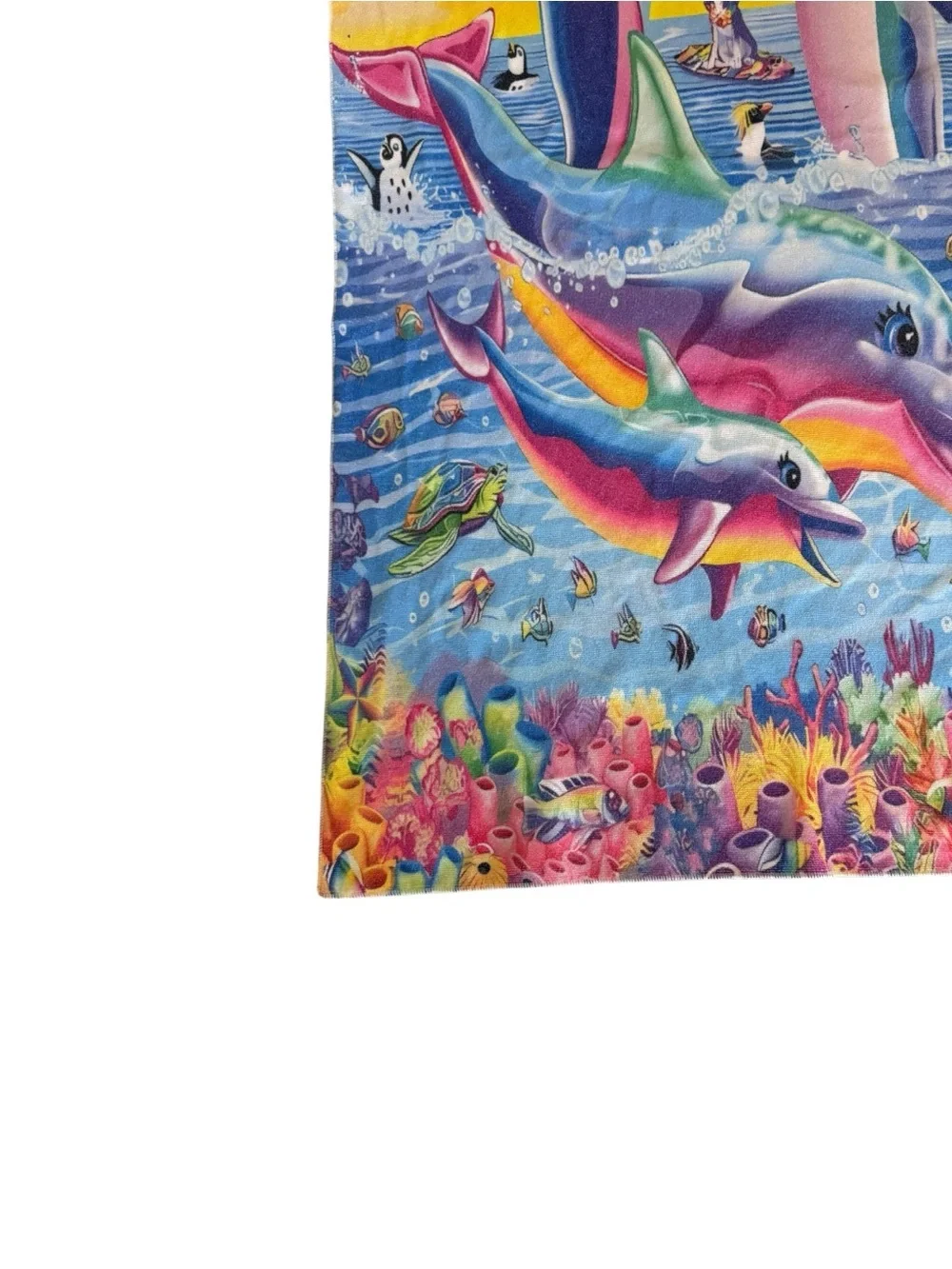 Vintage Y2K Lisa Frank Dolphin Inspired Beach Towel